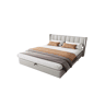 Cama de casal de pu 180x200cm com armazenamento,luz LED e cabeceira ajustável em altura,cinzento