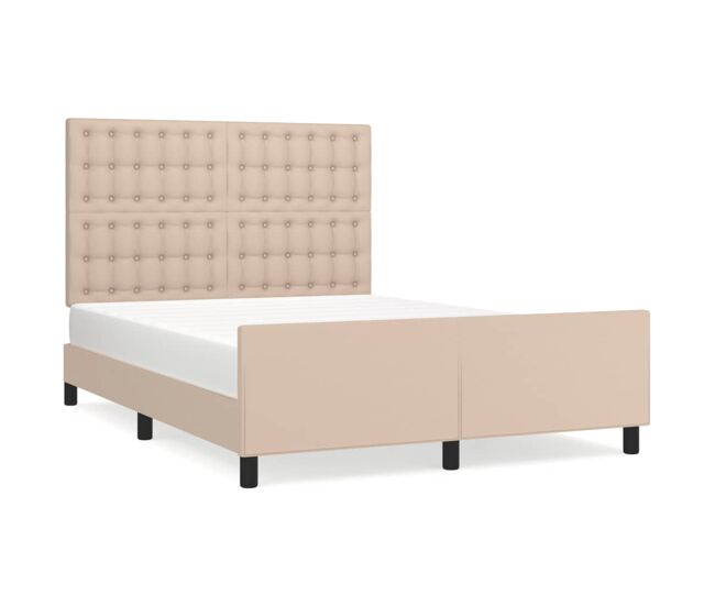 Estructura de cama cabecero cuero sintético capuchino 140x200cm botones