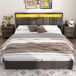 Cama de matrimonio de lino con almacenaje 164x209 Cama de matrimonio de lino con almacenaje 164x209 Gris