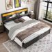 Cama de matrimonio de lino con almacenaje 164x209 Cama de matrimonio de lino con almacenaje 164x209 Gris