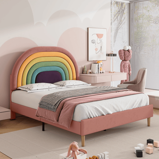 Cama juvenile,cama dupla de veludo 140x200cm,rosa