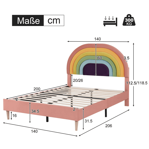 Cama juvenile,cama dupla de veludo 140x200cm,rosa