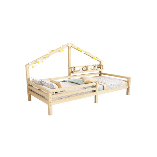 Cama de criança,cama-casa de madeira de pinho 90x200cm,natural
