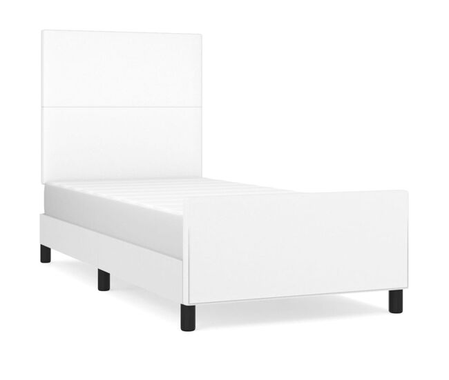 Estructura de cama con cabecero cuero sintético blanco 90x200cm diseño plano