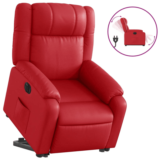 vidaXL Poltrona reclinável elevatória elétrica couro artif. vermelho vidaXL Poltrona reclinável elevatória elétrica couro artif. vermelho