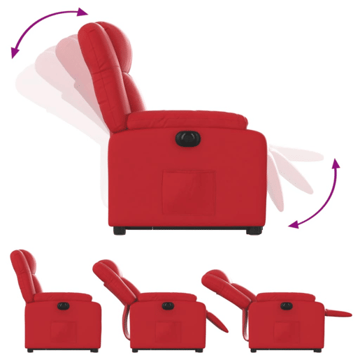 vidaXL Poltrona reclinável elevatória elétrica couro artif. vermelho vidaXL Poltrona reclinável elevatória elétrica couro artif. vermelho