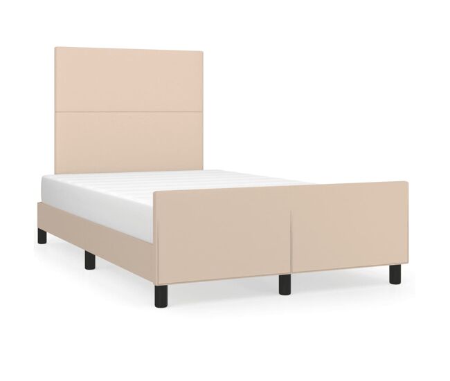 Estructura de cama cabecero cuero sintético capuchino 120x200cm diseño plano