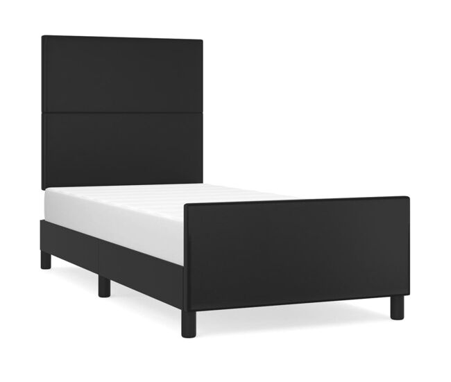 Estructura de cama con cabecero cuero sintético negro 80x200 cm diseño plano