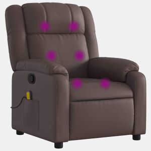 vidaXL Poltrona de massagens reclinável couro artificial castanho