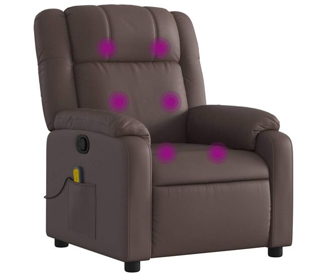 Vidaxl sillón de masaje reclinable cuero sintético marrón