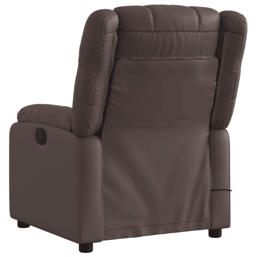 vidaXL Poltrona de massagens reclinável couro artificial castanho