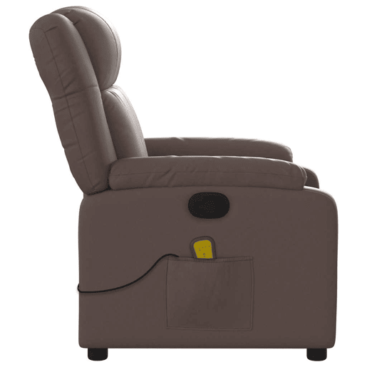 vidaXL Poltrona de massagens reclinável couro artificial castanho