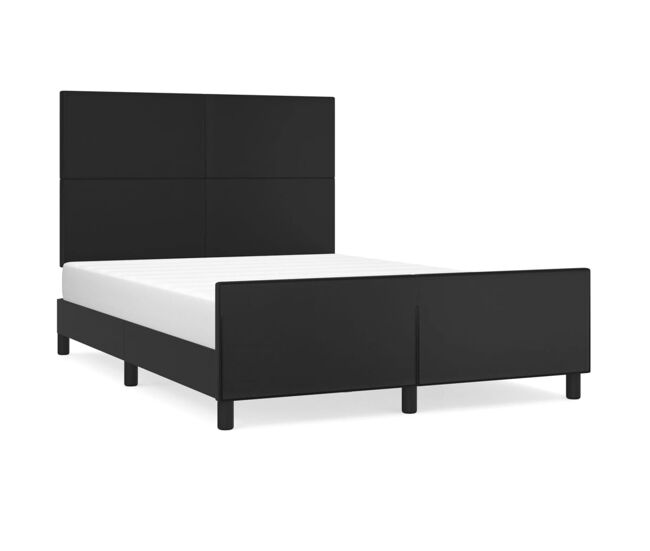 Estructura de cama con cabecero cuero sintético negro 140x190cm diseño plano