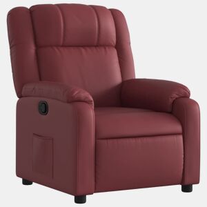 vidaXL Poltrona reclinável couro artificial vermelho tinto