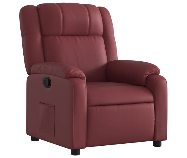 Vidaxl sillón reclinable de cuero sintético rojo tinto