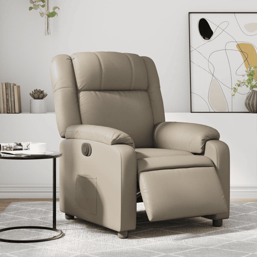 vidaXL Poltrona reclinável elétrica couro artificial cor cappuccino