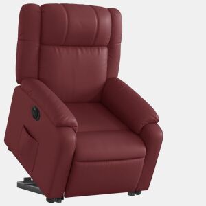 vidaXL Poltrona reclin. elevatória elétrica couro artif vermelho-tinto