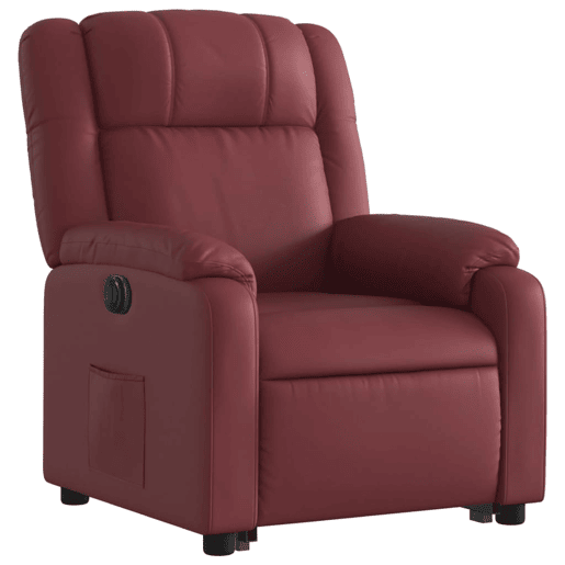 vidaXL Poltrona reclin. elevatória elétrica couro artif vermelho-tinto vidaXL Poltrona reclin. elevatória elétrica couro artif vermelho-tinto