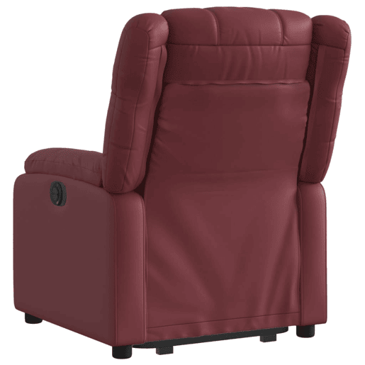 vidaXL Poltrona reclin. elevatória elétrica couro artif vermelho-tinto vidaXL Poltrona reclin. elevatória elétrica couro artif vermelho-tinto