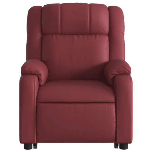 vidaXL Poltrona reclin. elevatória elétrica couro artif vermelho-tinto vidaXL Poltrona reclin. elevatória elétrica couro artif vermelho-tinto