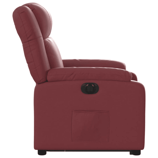 vidaXL Poltrona reclin. elevatória elétrica couro artif vermelho-tinto vidaXL Poltrona reclin. elevatória elétrica couro artif vermelho-tinto