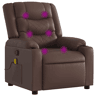 vidaXL Poltrona de massagens reclinável couro artificial castanho