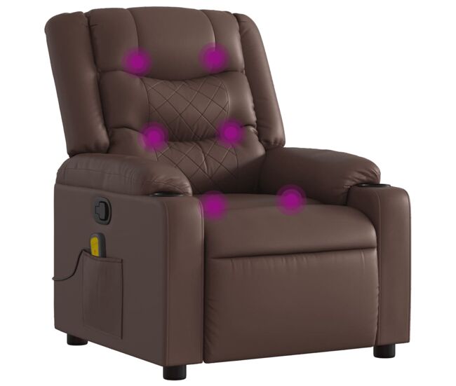 Vidaxl sillón de masaje reclinable cuero sintético marrón