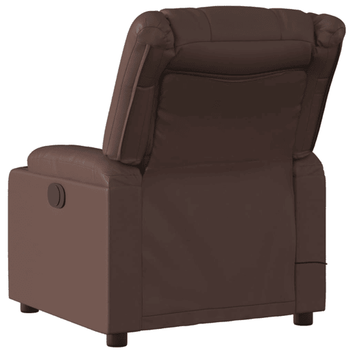 vidaXL Poltrona de massagens reclinável couro artificial castanho