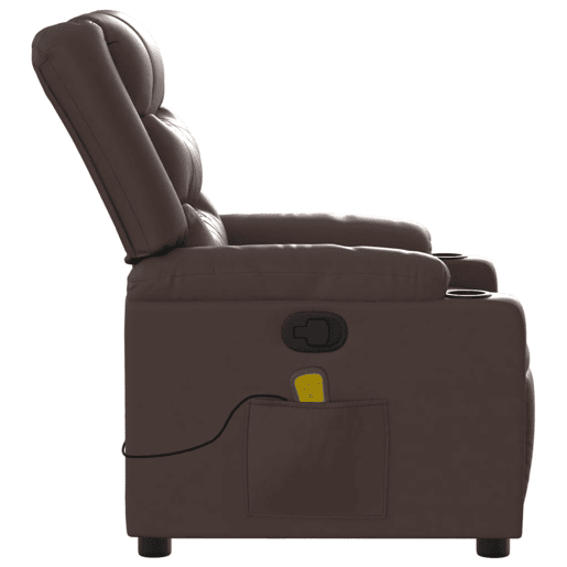 vidaXL Poltrona de massagens reclinável couro artificial castanho