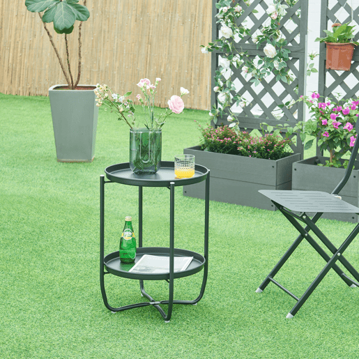 Mesa de jardim Sandefjord aço 57,5x40 cm - Preto en.casa