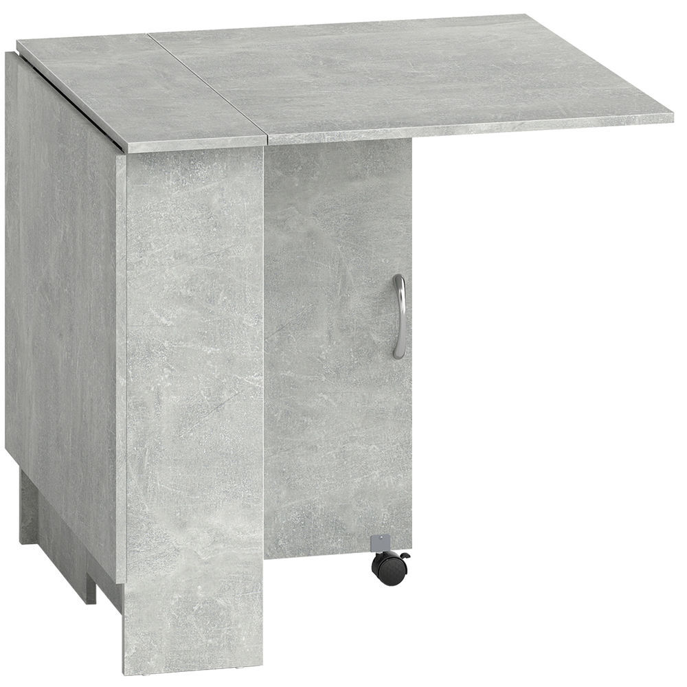 Homcom mesa plegable de comedor mesa de cocina plegable con ruedas alas abatibles y estantes para 4-6 personas 75x140x74 cm gris cemento