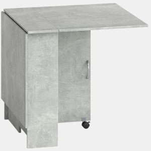 HOMCOM Mesa de Sala de Jantar Dobrável Mesa de Madeira com 2 Prateleiras de Armazenamento e Rodas para Cozinha 75x140x74 cm Cinza