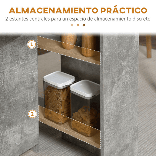 HOMCOM Mesa de Sala de Jantar Dobrável Mesa de Madeira com 2 Prateleiras de Armazenamento e Rodas para Cozinha 75x140x74 cm Cinza