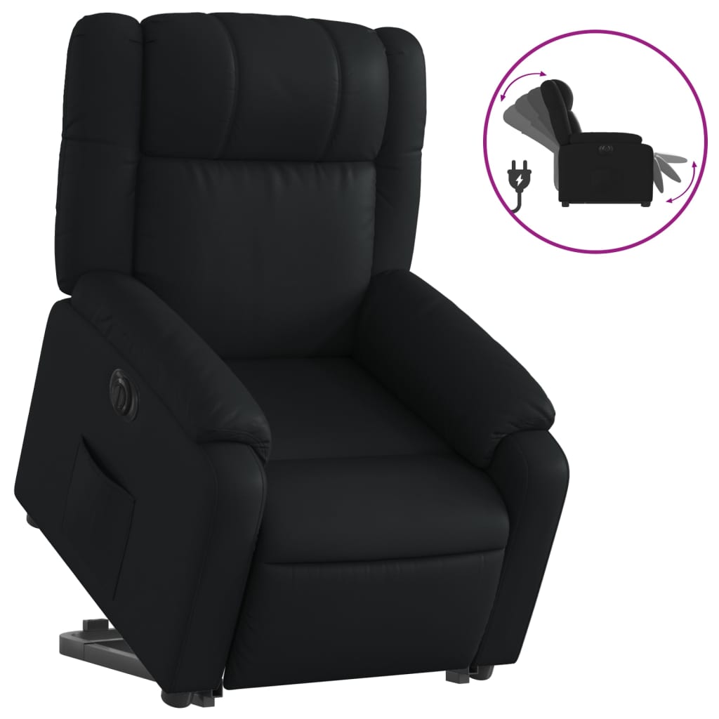 Vidaxl sillón reclinable y elevable eléctrico cuero sintético negro