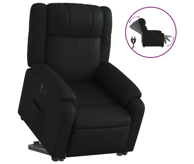 Vidaxl sillón reclinable y elevable eléctrico cuero sintético negro
