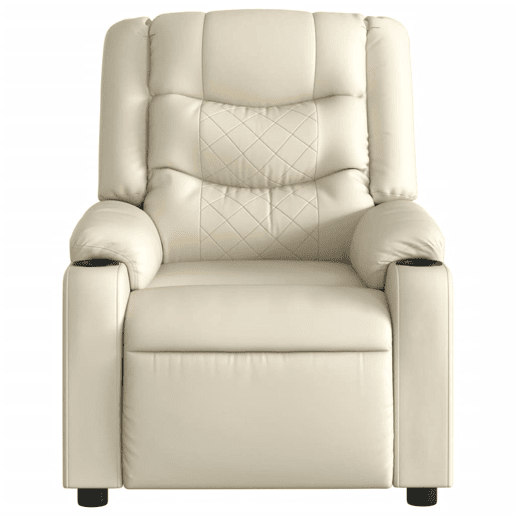 vidaXL Poltrona massagens reclinável elétrica couro artificial creme