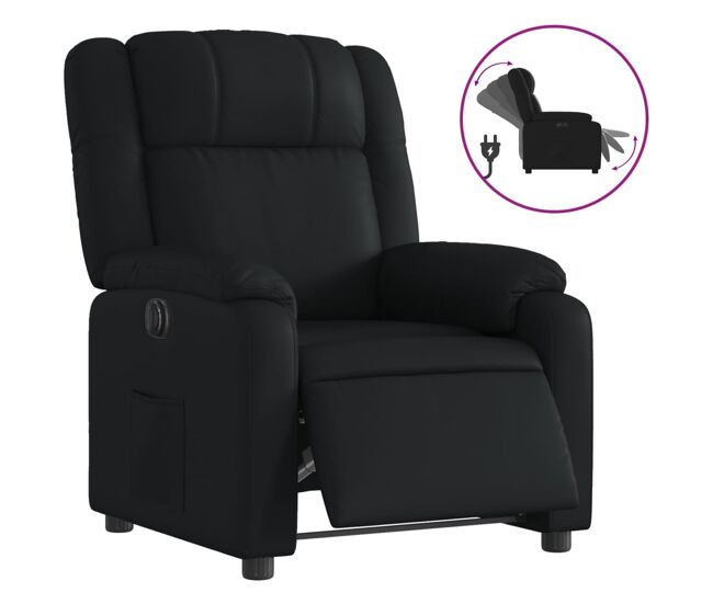 Vidaxl sillón reclinable eléctrico de cuero sintético negro