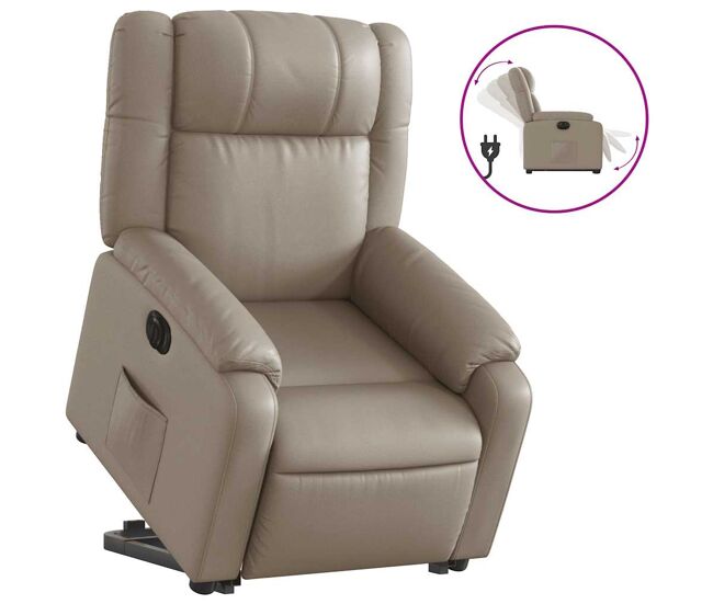 Vidaxl sillón elevable eléctrico cuero artificial capuchino