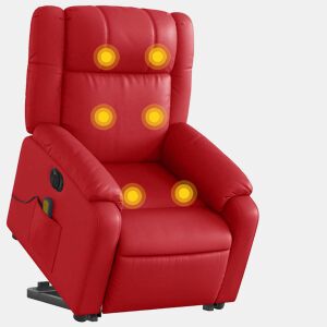 vidaXL Poltrona reclinável elevatória elétrica couro artif. vermelho