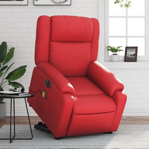 vidaXL Poltrona reclinável elevatória elétrica couro artif. vermelho
