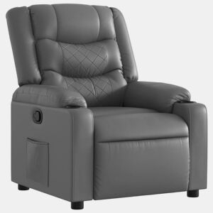 vidaXL Poltrona reclinável couro artificial cinzento