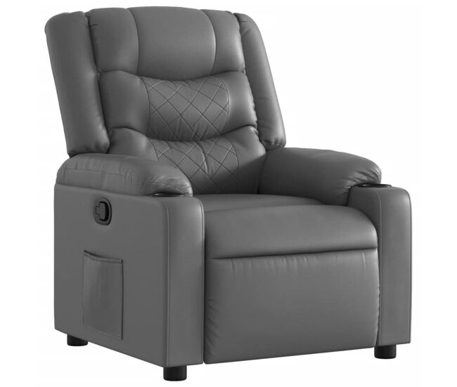 Vidaxl sillón reclinable de cuero sintético gris