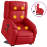 vidaXL Poltrona massagens reclinável elevatória couro artif. vermelho