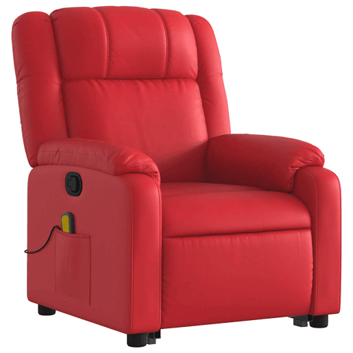 vidaXL Poltrona massagens reclinável elevatória couro artif. vermelho vidaXL Poltrona massagens reclinável elevatória couro artif. vermelho