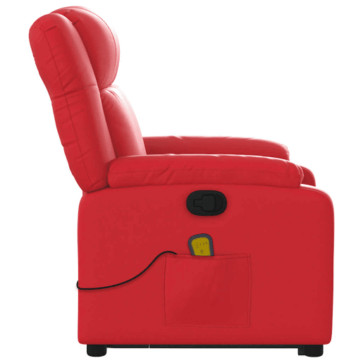 vidaXL Poltrona massagens reclinável elevatória couro artif. vermelho vidaXL Poltrona massagens reclinável elevatória couro artif. vermelho