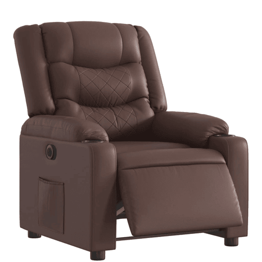 vidaXL Poltrona reclinável elétrica couro artificial castanho