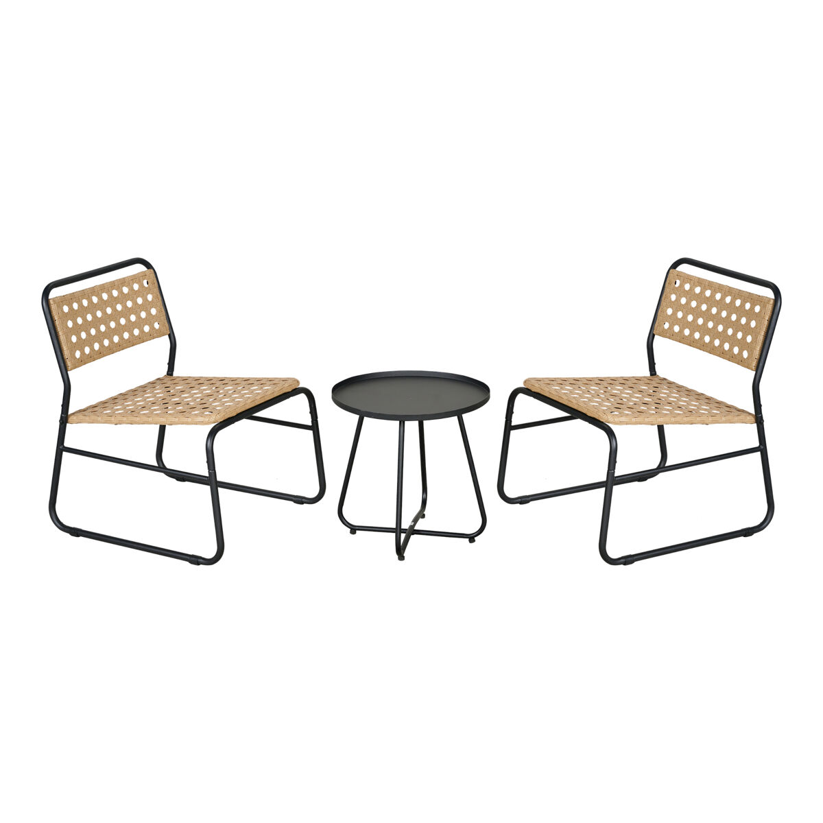 Set de muebles de jardín brienza poliratán ø45x45 cm - beige/negro [casa.pro]