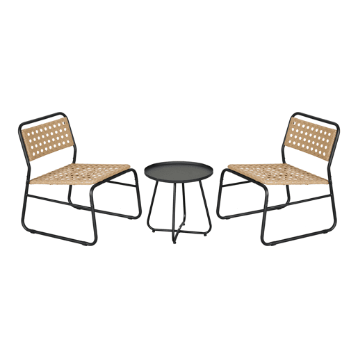 Conjunto de mobiliário de jardim Brienza poly rattan Ø45x45 cm - BegePreto casa.pro