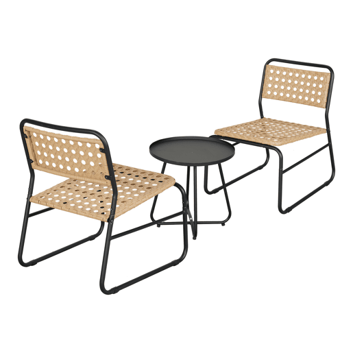 Conjunto de mobiliário de jardim Brienza poly rattan Ø45x45 cm - BegePreto casa.pro