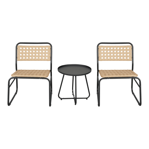 Conjunto de mobiliário de jardim Brienza poly rattan Ø45x45 cm - BegePreto casa.pro